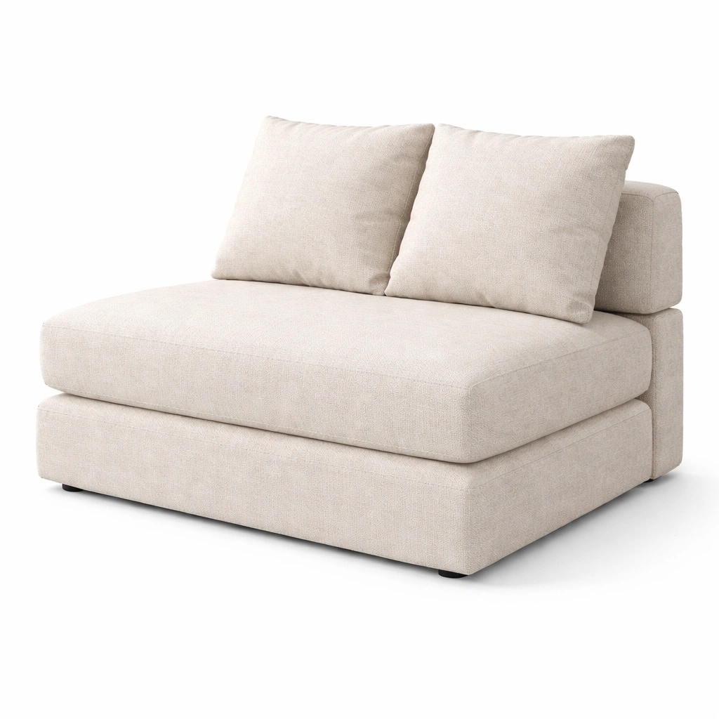 Modulo de sofa bajo con cojines y estructura compacta sin patas-cozanoe